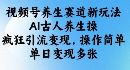 视频号养生赛道新玩法，AI古人养生操，疯狂引流变现，操作简单，单日变现多张-19点研学社